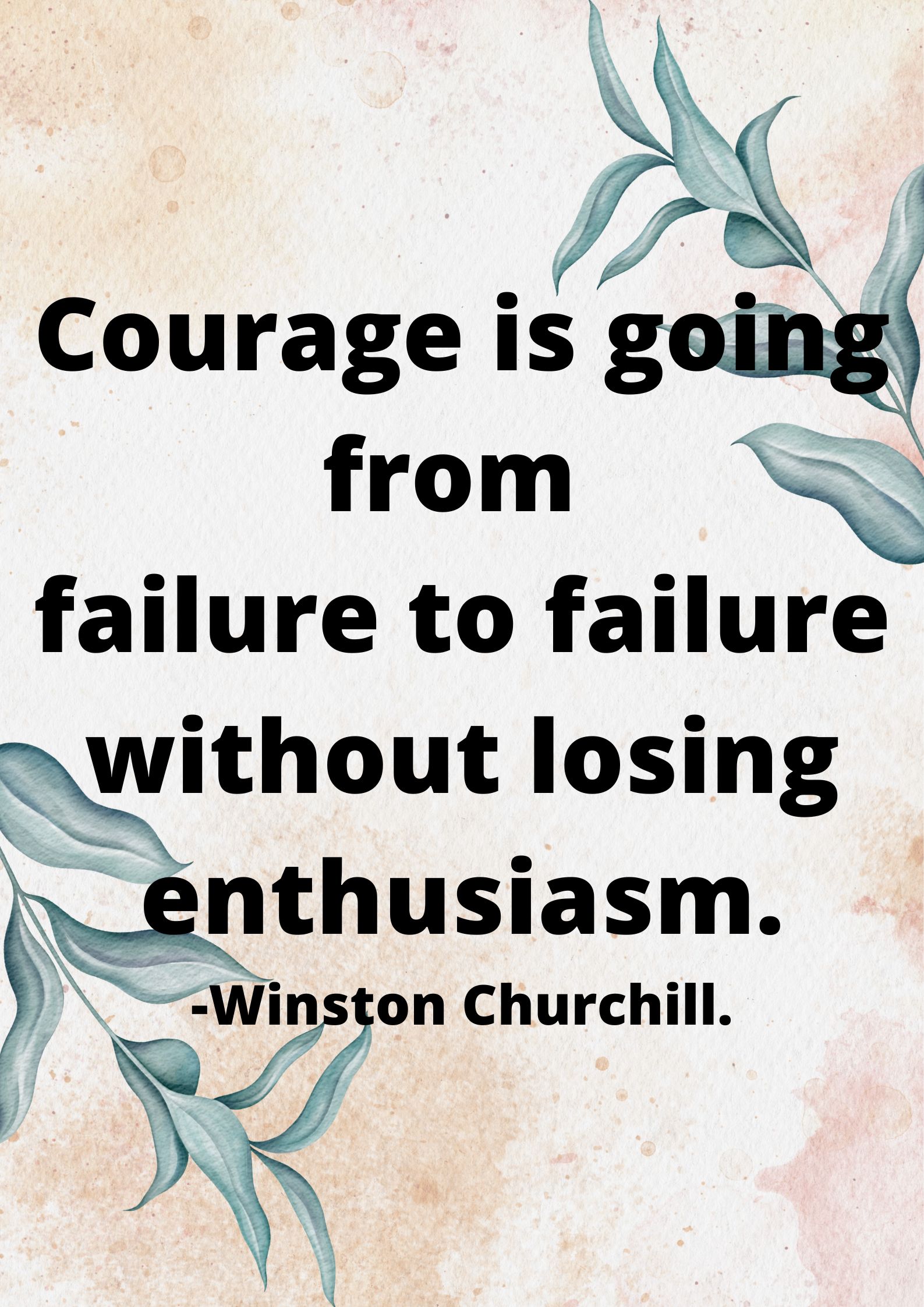  is going from failure to failure without losing enthusiasm.-Winston Churchill.