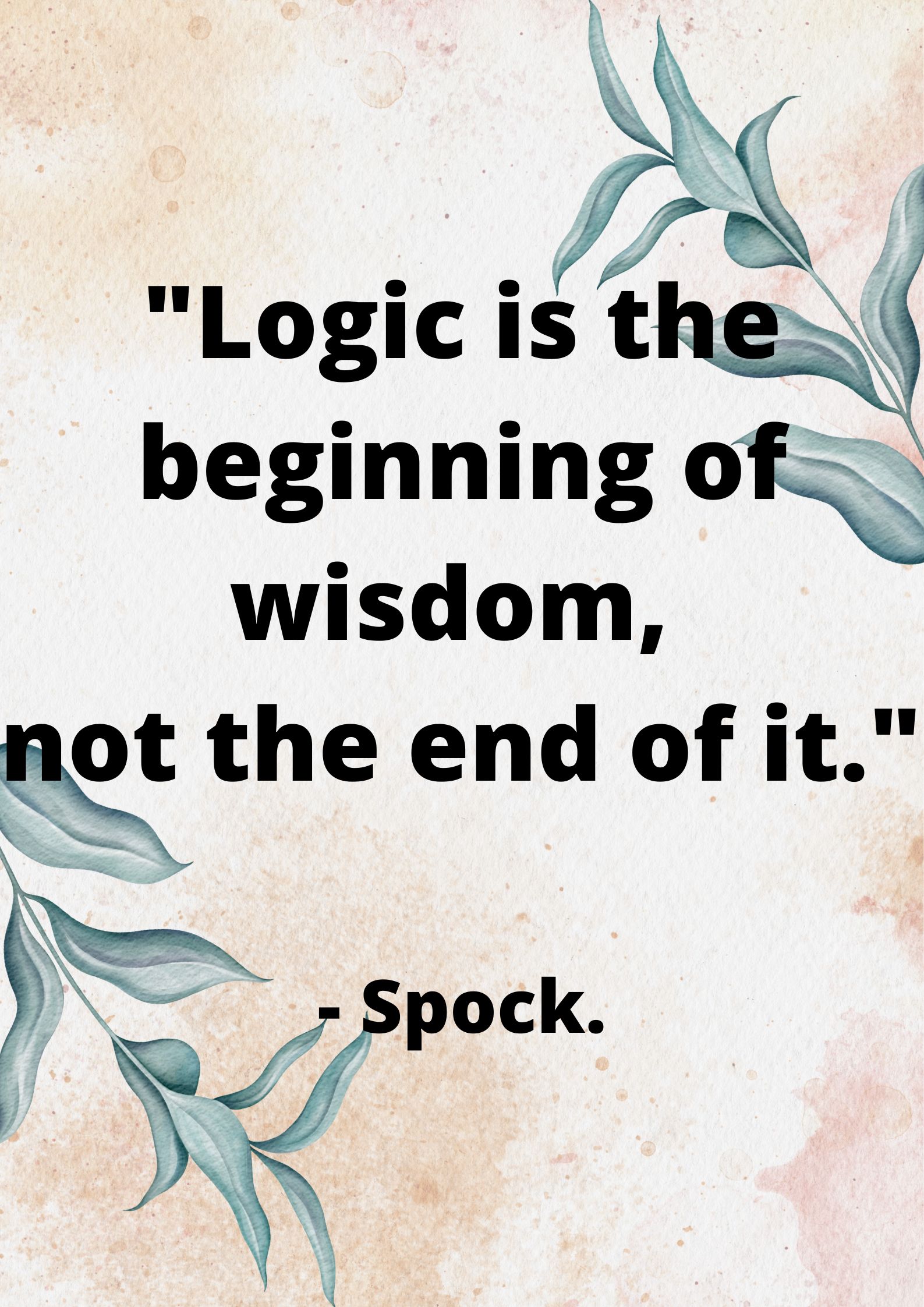 "Logic is the beginning of wisdom, not the end of it." - Spock.