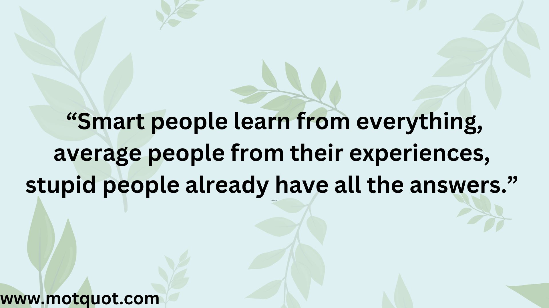 Motivational quote-“Smart people learn from everything, average people from their experiences, stupid people already have all the answers.”