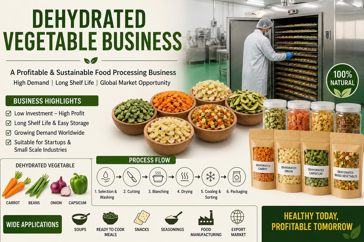 Dehydrated vegetable business.